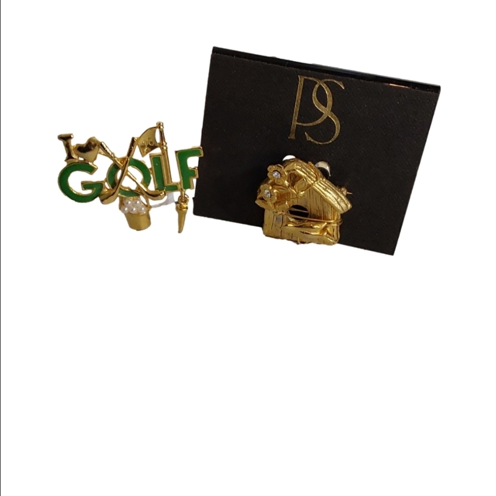 I LOVE GOLF PIN BROOCH & BIRD CAGE BIRD - Picture 4 of 4